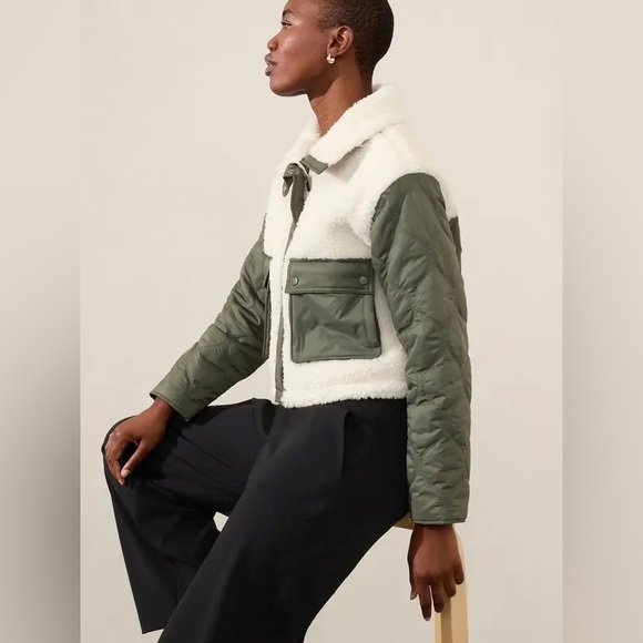 NWT ATHLETA Fleece Hybrid Jacket Sz L - Picture 1 of 5